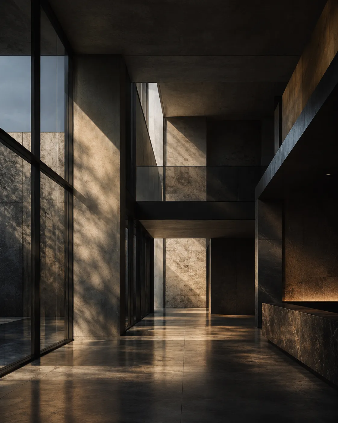 A light-filled atrium in a modern building